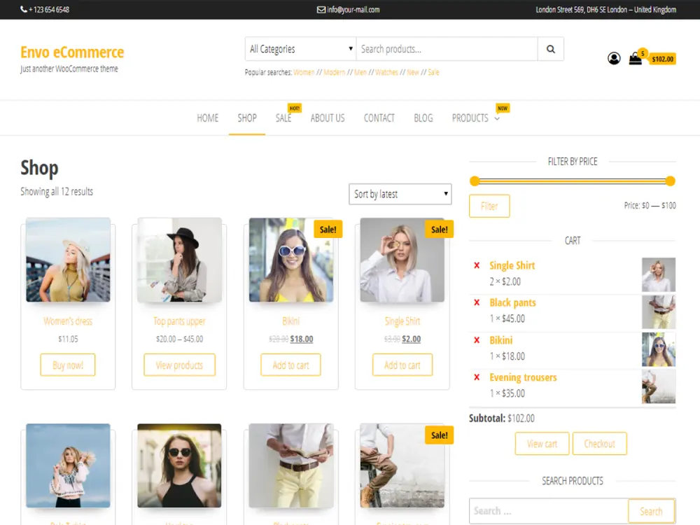 قالب فروشگاهی وردپرس Envo eCommerce – نسخه رایگان